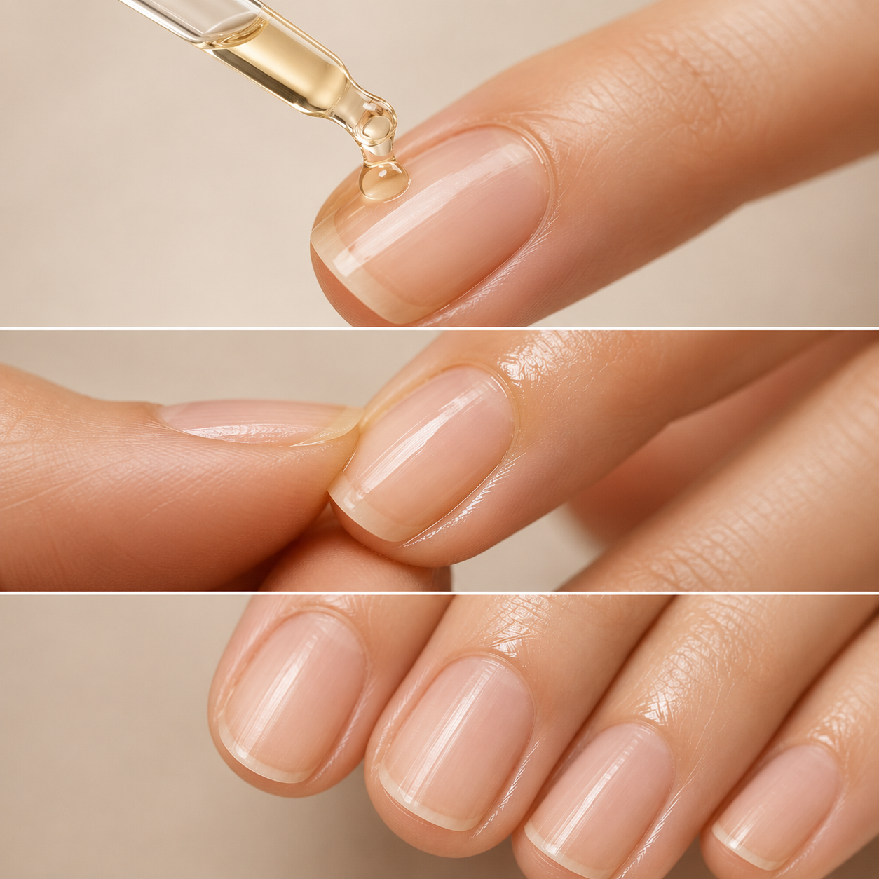 Vooqo Nail Treatment being applied around a clean natural nail and cuticle for nourishing care