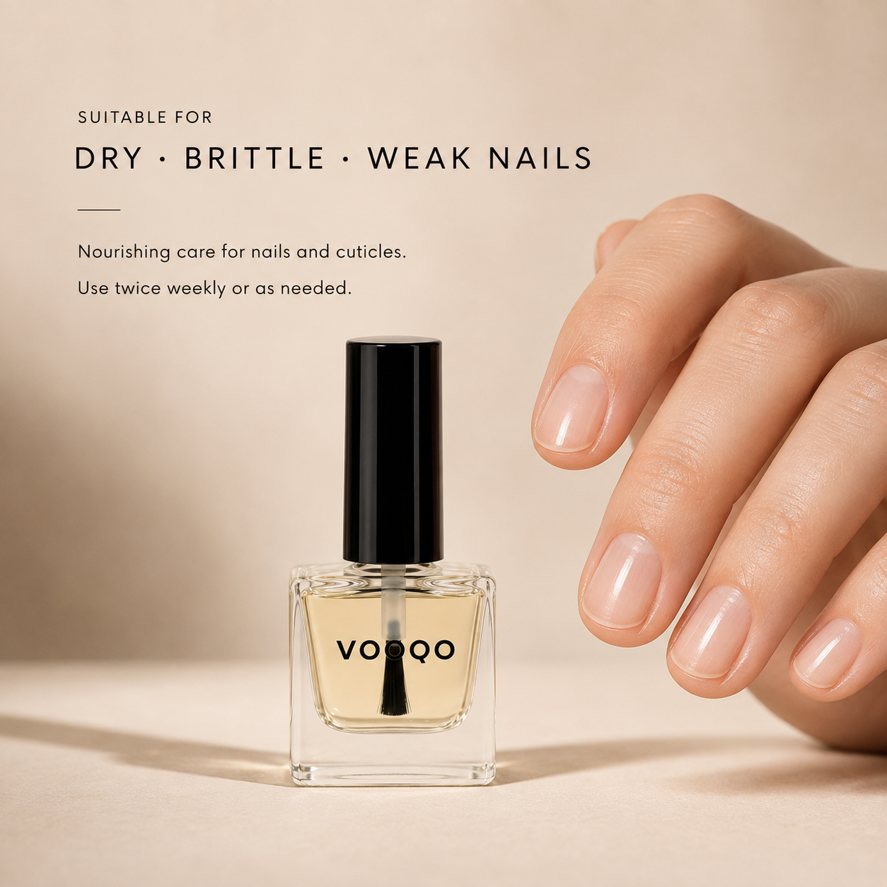 Vooqo Nail Treatment for dry brittle weak nails and cuticles with nourishing twice-weekly care