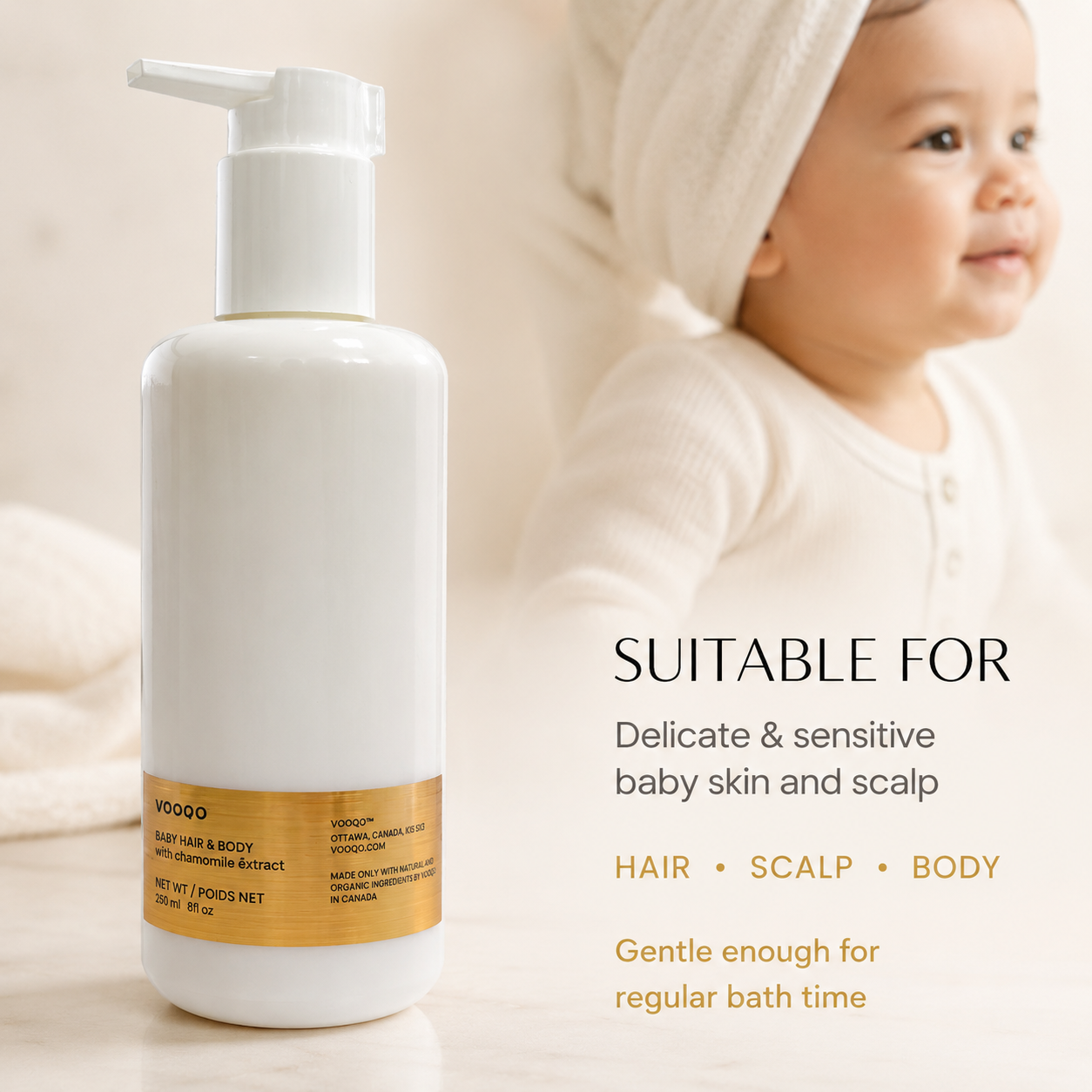 Vooqo Baby Shampoo suitable for delicate and sensitive baby skin and scalp