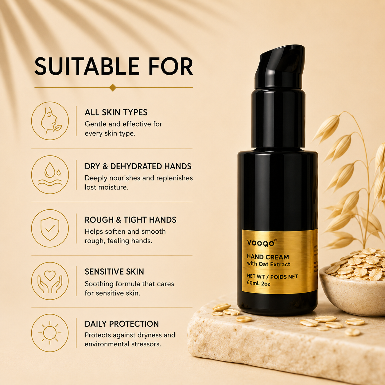 Vooqo Hand Cream suitable for dry rough dehydrated and sensitive hands