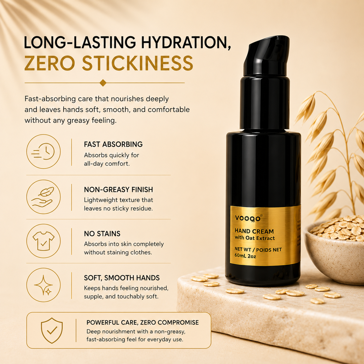 Vooqo Hand Cream clean formula with zero synthetics and zero pore-cloggers