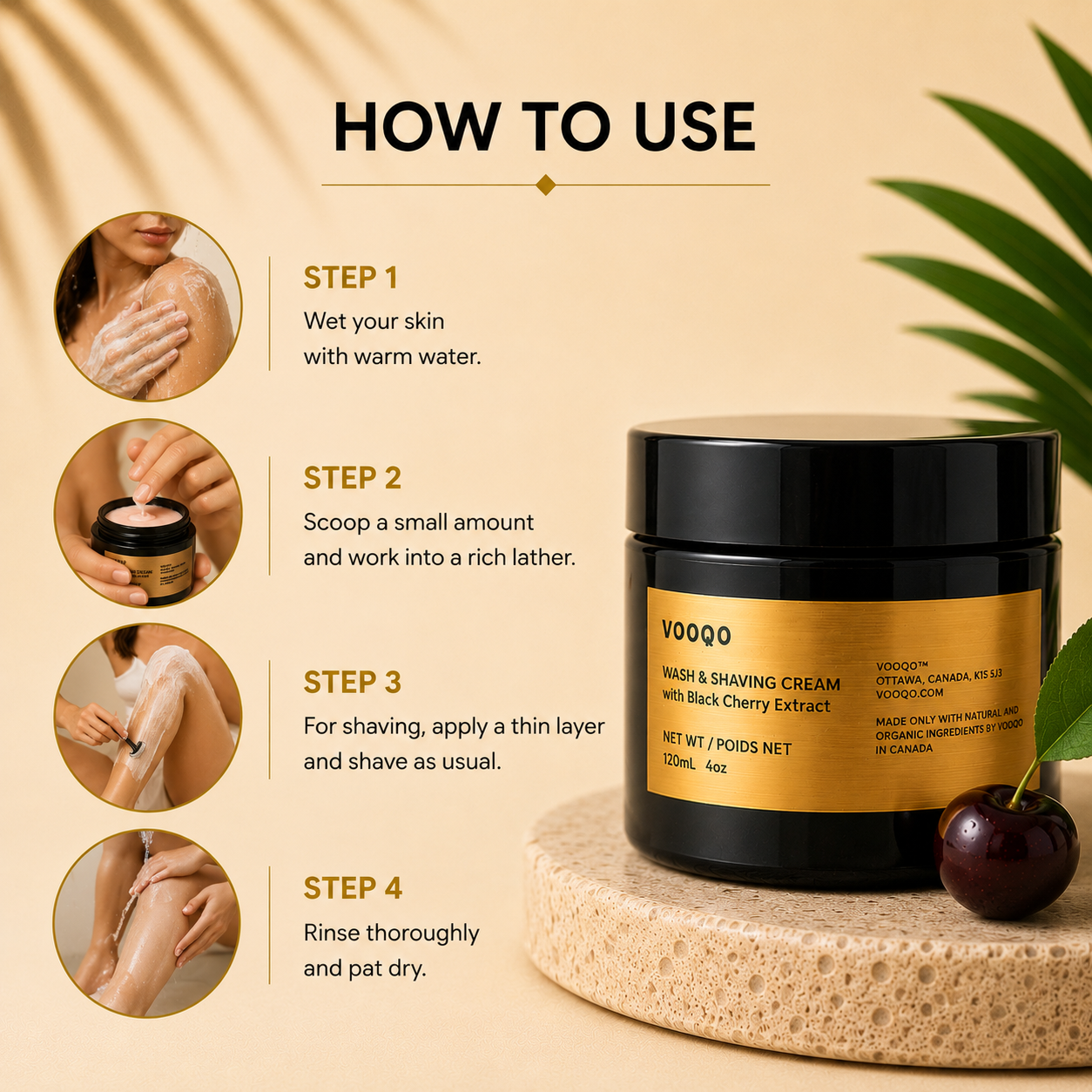How to use Vooqo Wash & Shaving Cream for daily cleansing and smooth comfortable shaving