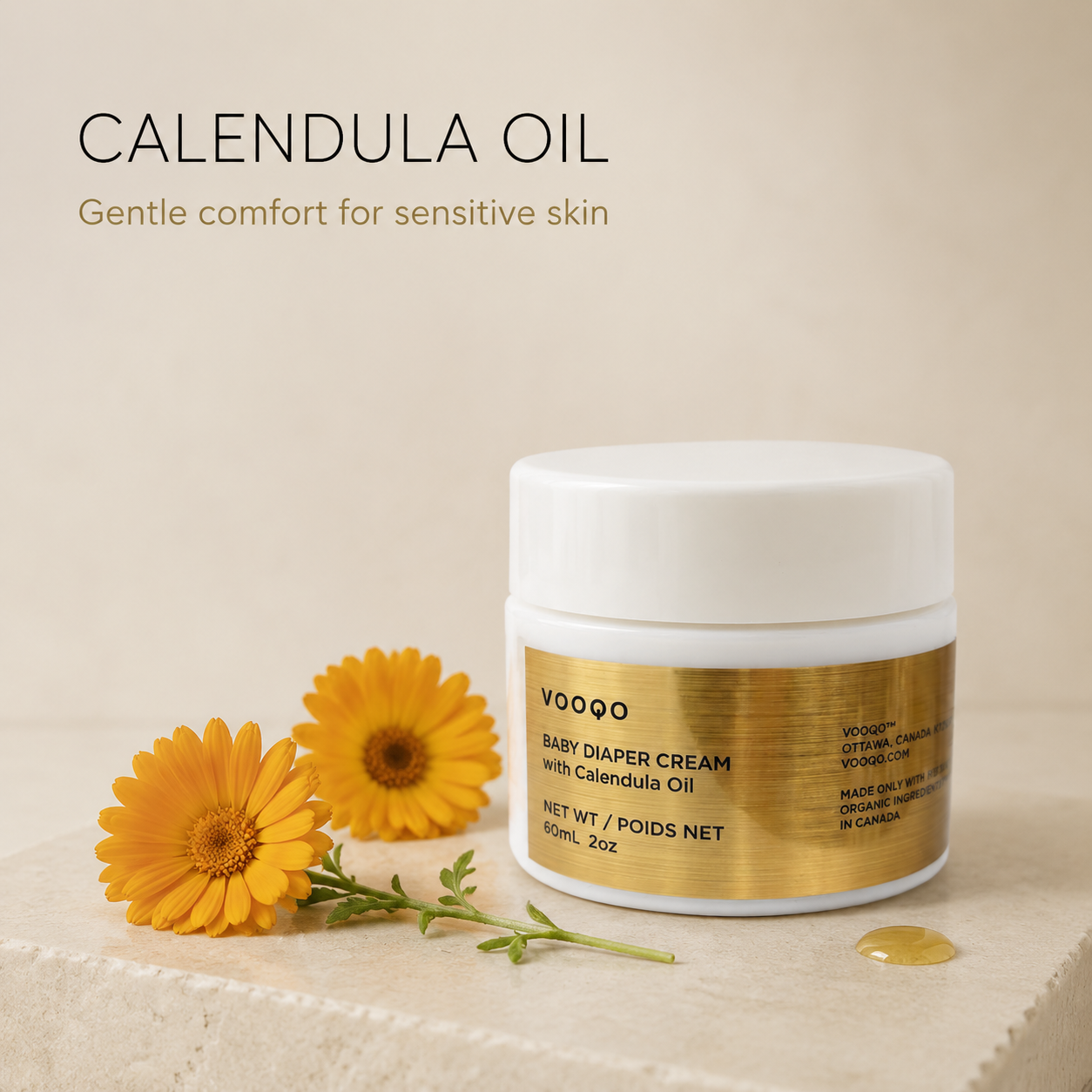 Vooqo Baby Diaper Cream with calendula oil for sensitive baby skin