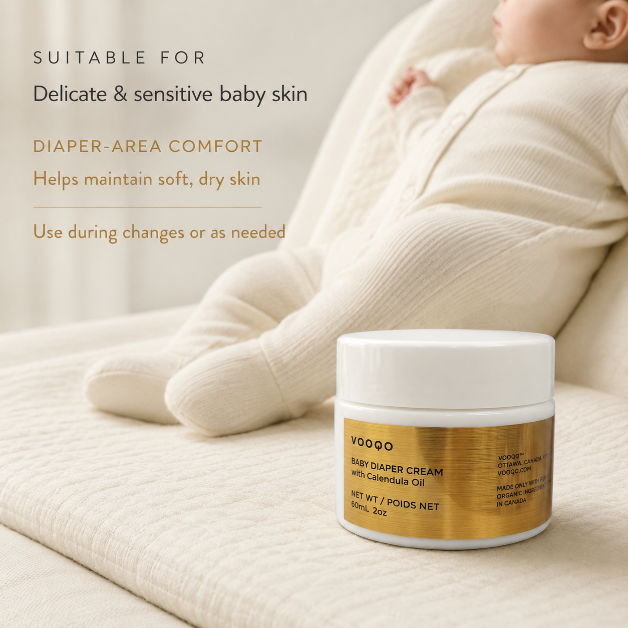 Vooqo Baby Diaper Cream suitable for delicate and sensitive baby skin