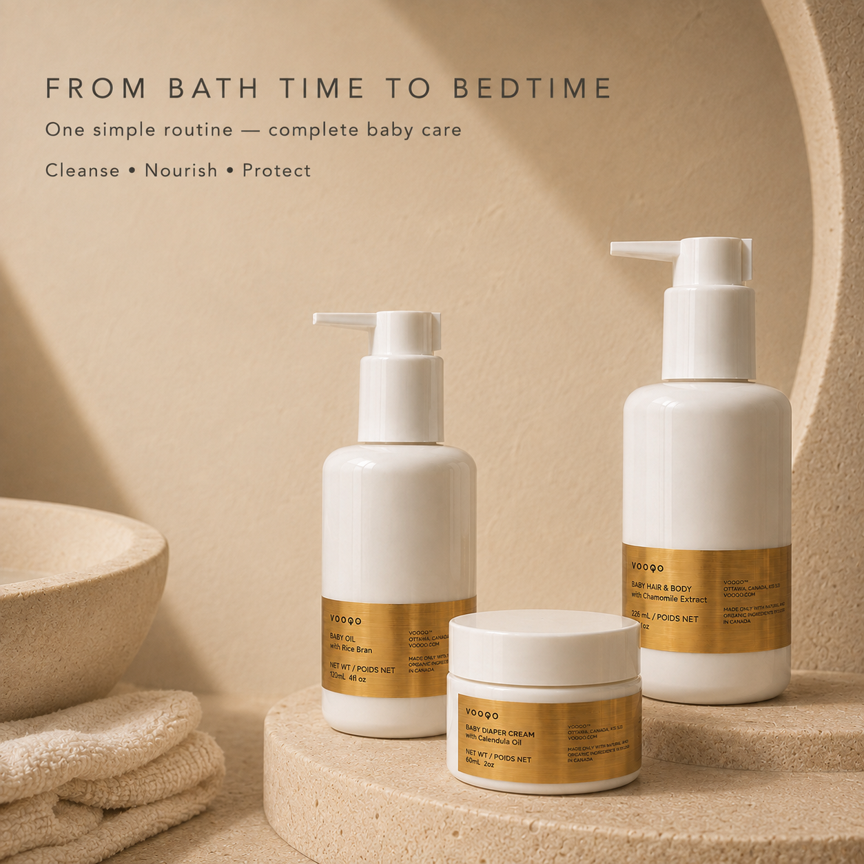Vooqo Baby Harmony Ritual for complete baby care from bath time to bedtime