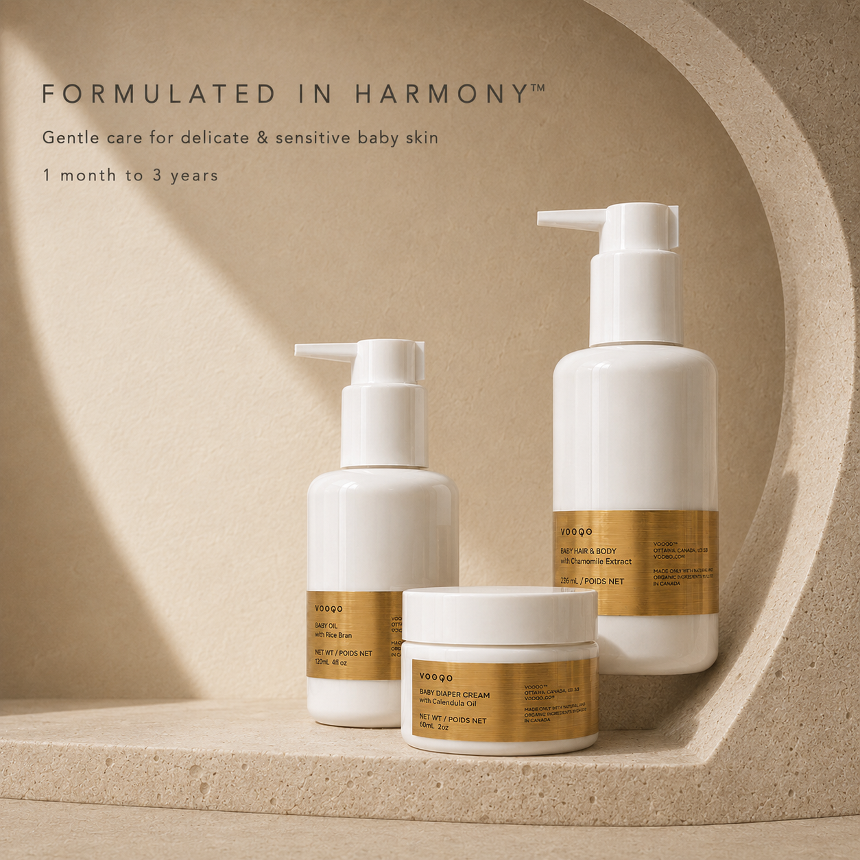 Vooqo Baby Harmony Ritual formulated for delicate and sensitive baby skin from 1 month to 3 years