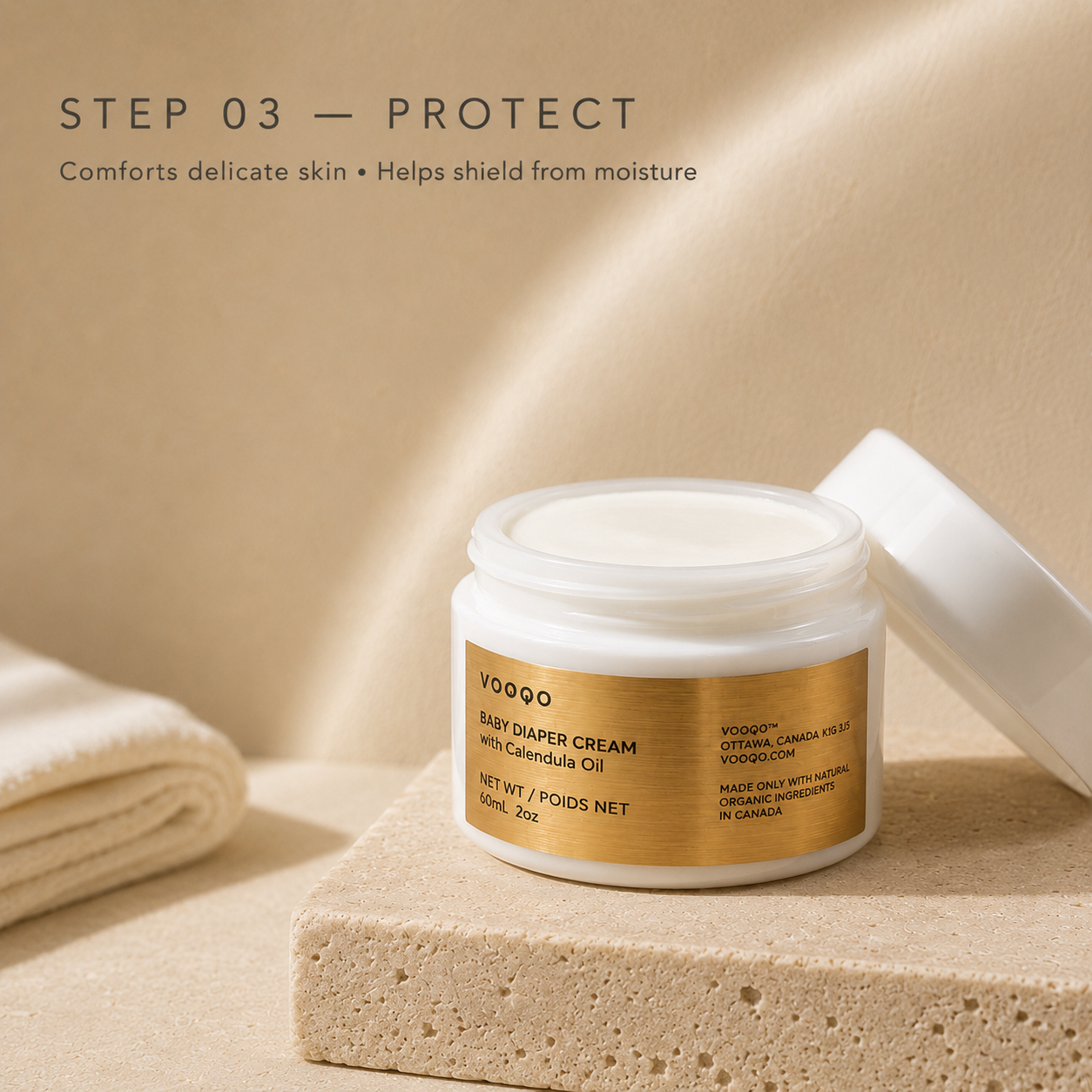 Vooqo Baby Diaper Cream protective step in The Baby Harmony Ritual