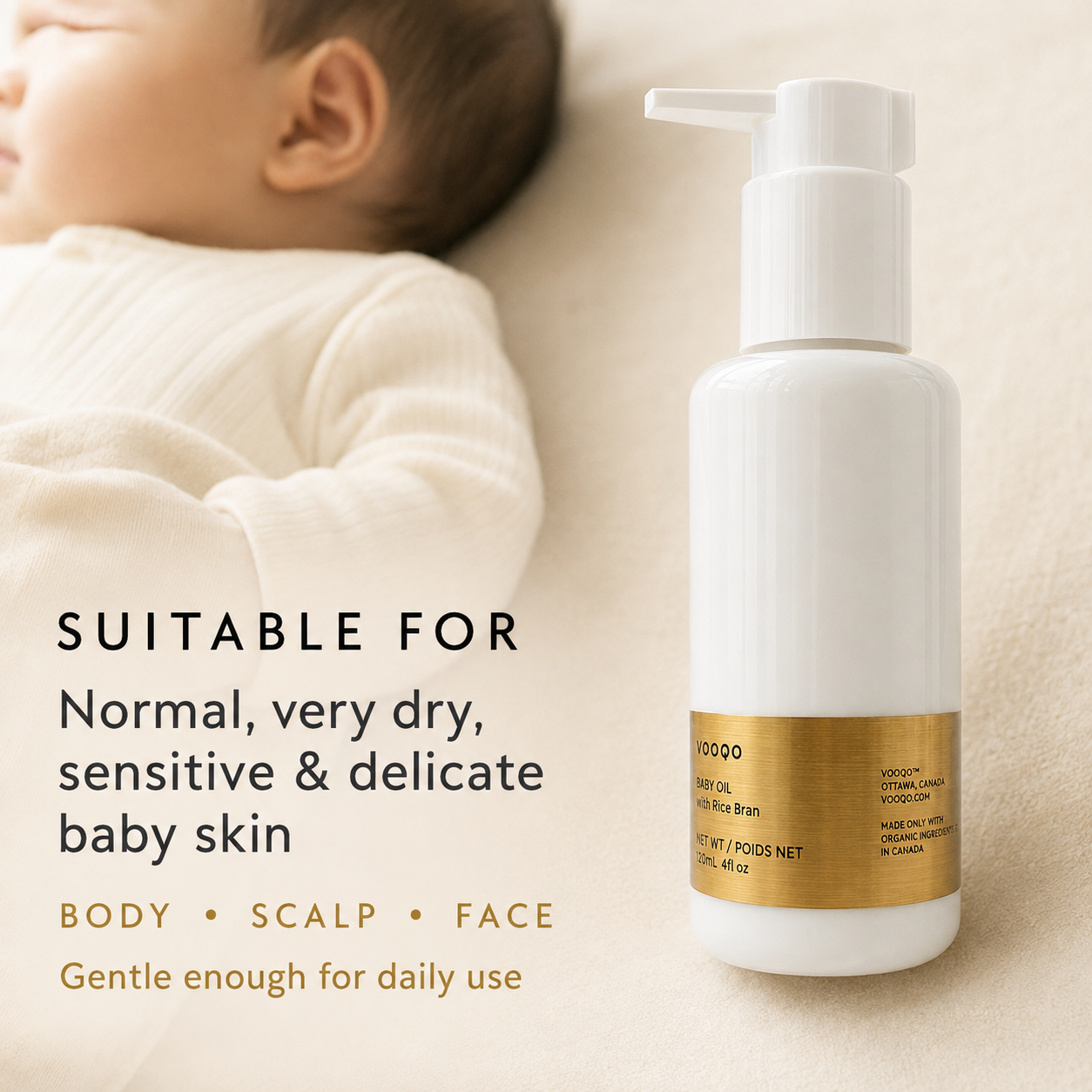 Vooqo Baby Oil suitable for normal, dry, sensitive and delicate baby skin