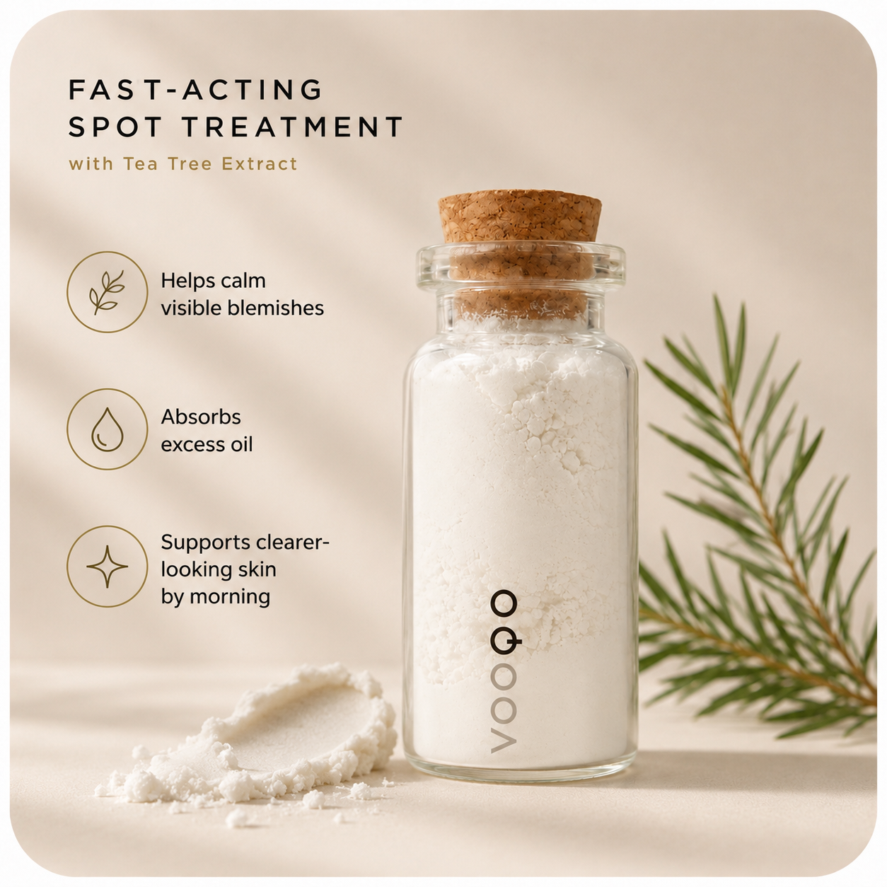 Vooqo Blemish Eraser with Tea Tree Extract skincare benefits image for calming blemish-prone skin